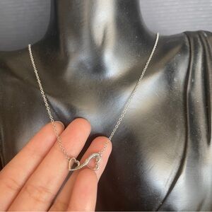 Sterling Silver Diamond Heart Infinity Necklace 18 Inch